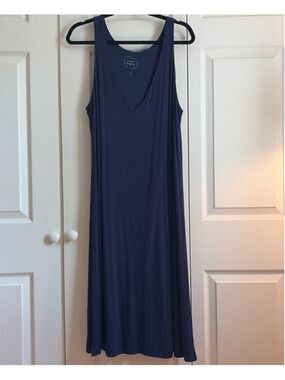 Cozy Earth Navy Ribbed Midi Dress Size Large